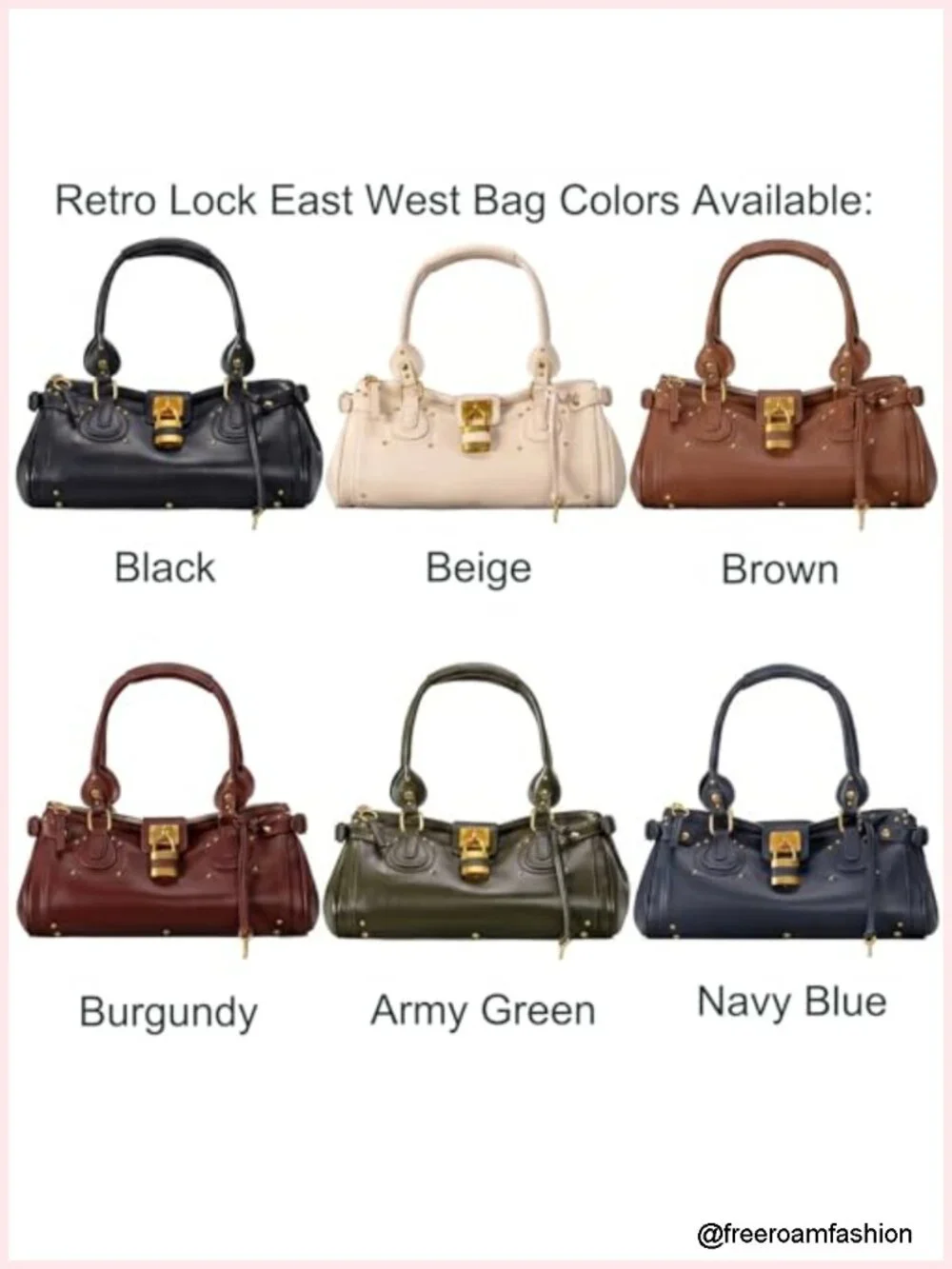 PU Leather Vintage Y2K Lock East West Bag Top Handle Handbag Studded Underarm